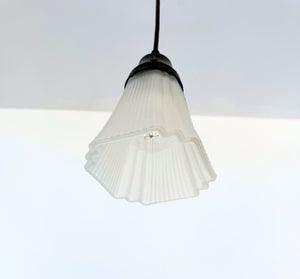 Frosted Ribbed Square Art Deco Pendant