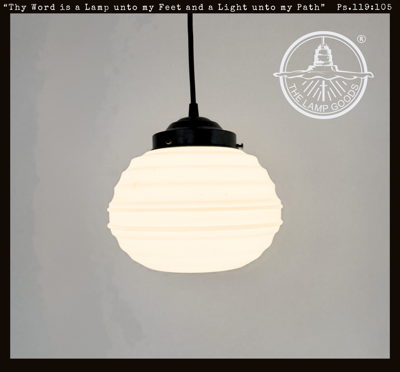 Art Deco Ringed Schoohouse Pendant Light