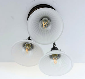 Frosted Factory Holophane Ceiling Light Trio - The Lamp Goods