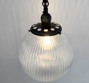 Vintage Holophane Ball Pendant Light - The Lamp Goods