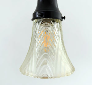 Clear and Frost Art Deco Chevron Pendant