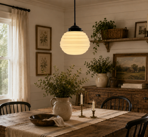 Art Deco Ringed Schoohouse Pendant Light