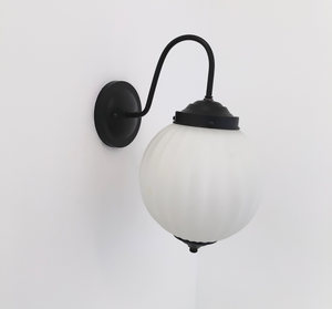 Antique Mid-Century Milk Glass Ribbed Wall Sconce