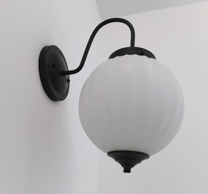 Antique Mid-Century Milk Glass Ribbed Wall Sconce