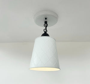 Embossed White Tin Ceiling Light