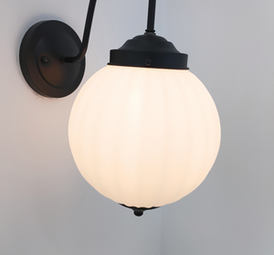 Antique Mid-Century Milk Glass Ribbed Wall Sconce