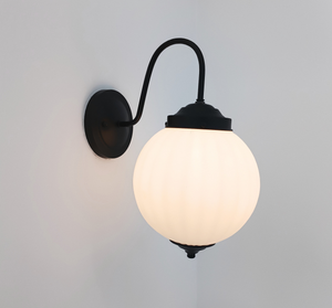 Antique Mid-Century Milk Glass Ribbed Wall Sconce