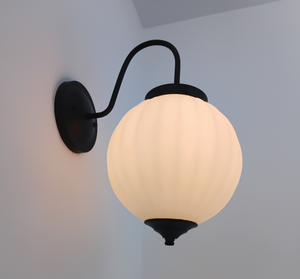 Antique Mid-Century Milk Glass Ribbed Wall Sconce