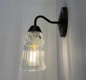 Classic Fluted Pressed Glass Wall Sconce