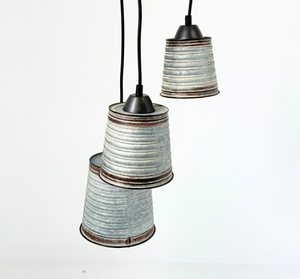 Corrugated Barn Metal Galvanized Rustic Trio Pendant
