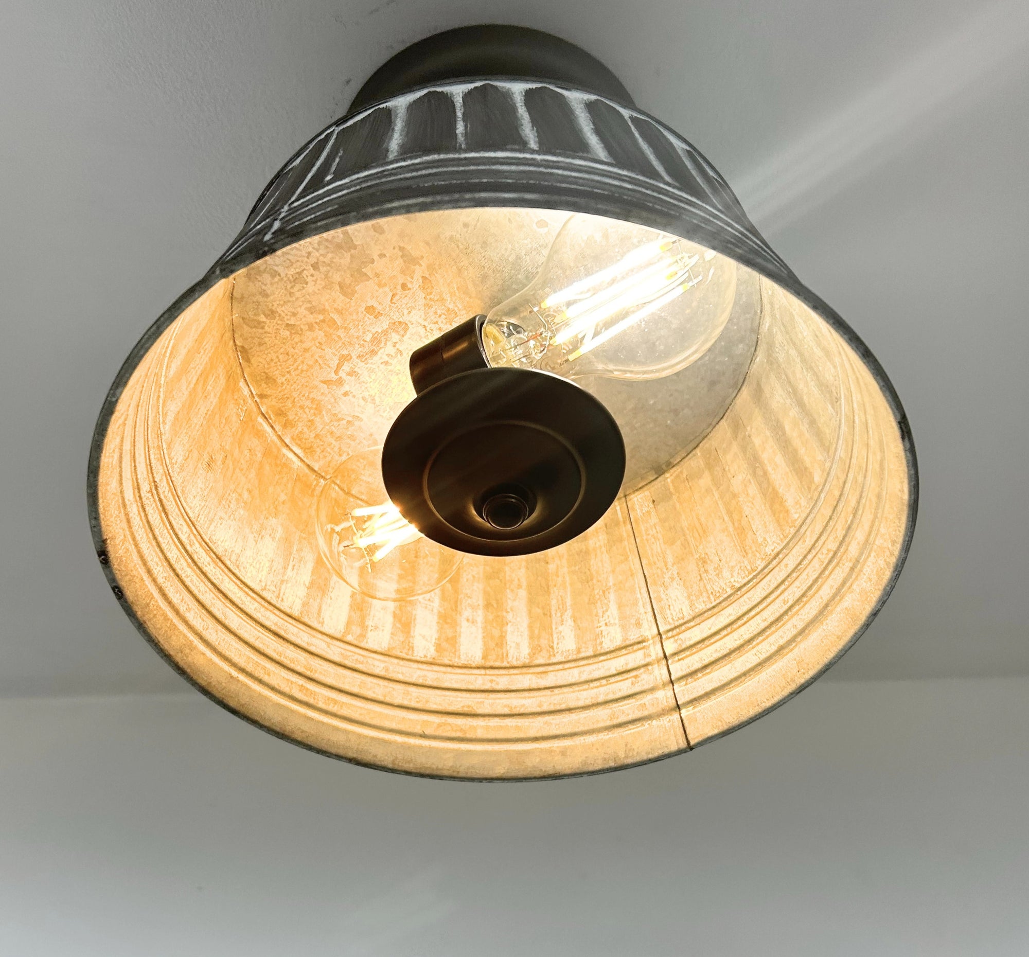 Black Ribbed Galvanized Ceiling Light