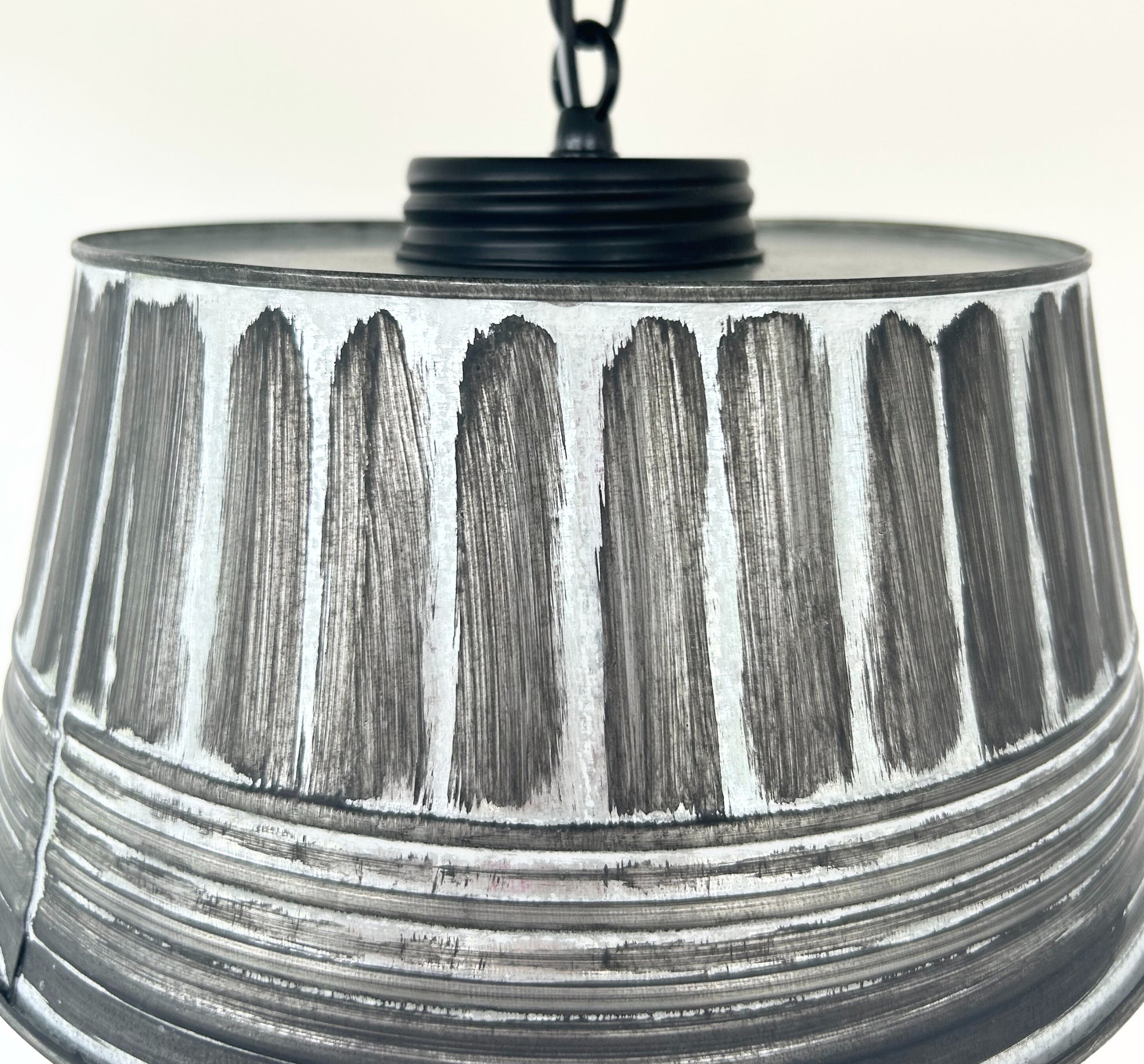 Black Ribbed Galvanized Ceiling Light