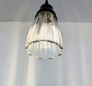 Clear Ribbed Cathedral Scallop Pendant Light