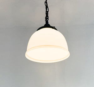 Vintage Milk Glass Schoolhouse Dome Pendant Light
