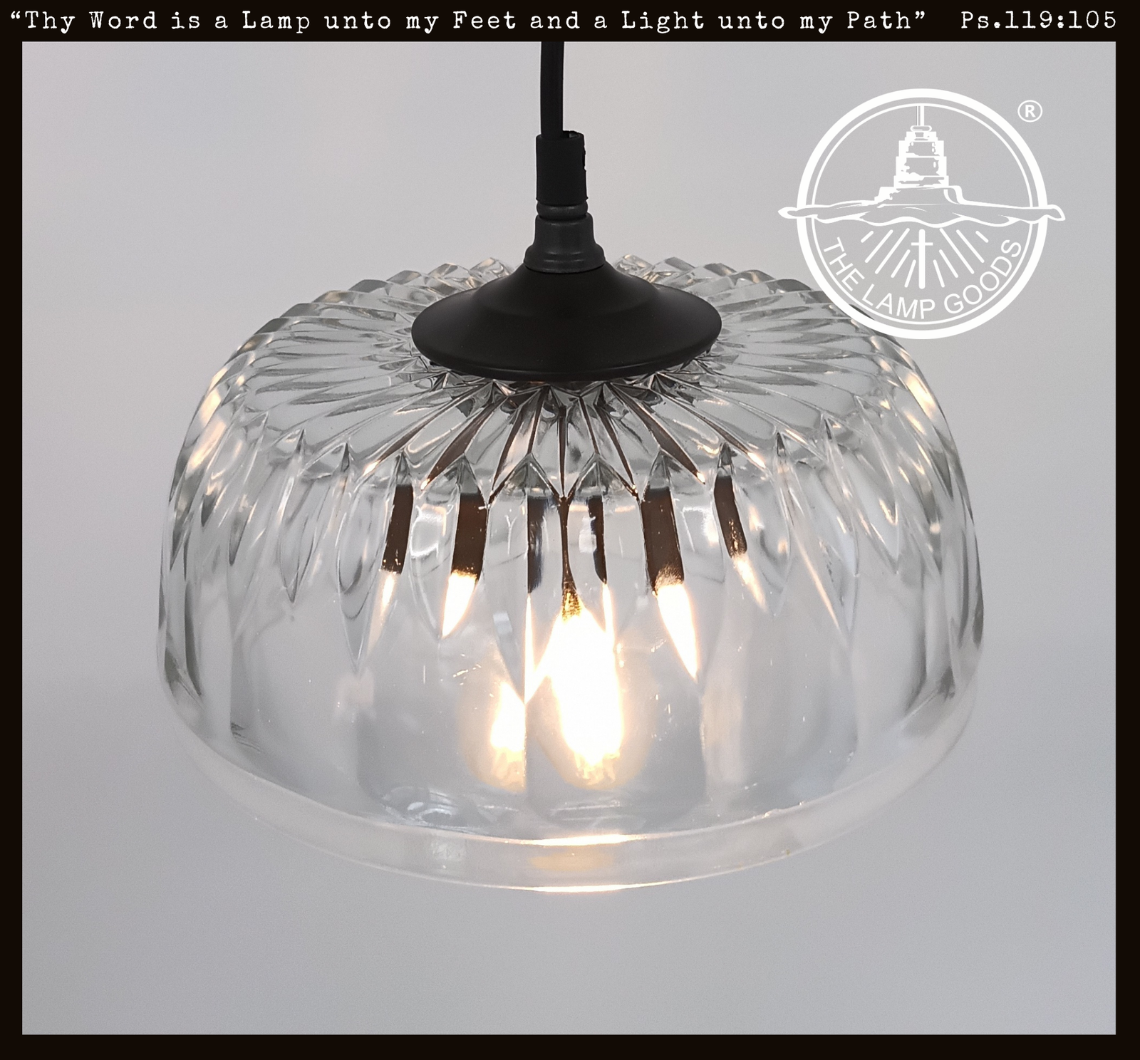 Vintage Simple Clear Glass Diamond Rib Pendant | The Lamp Goods