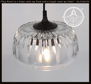 Vintage Simple Clear Glass Diamond Rib Pendant