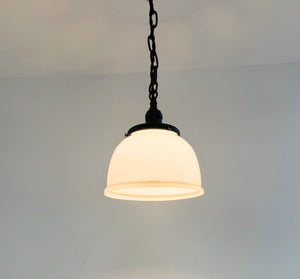Vintage Milk Glass Schoolhouse Dome Pendant Light