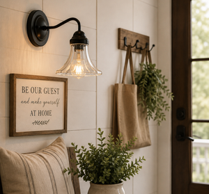Simple Wide Flare Clear Glass Sconce