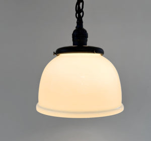 Vintage Milk Glass Schoolhouse Dome Pendant Light