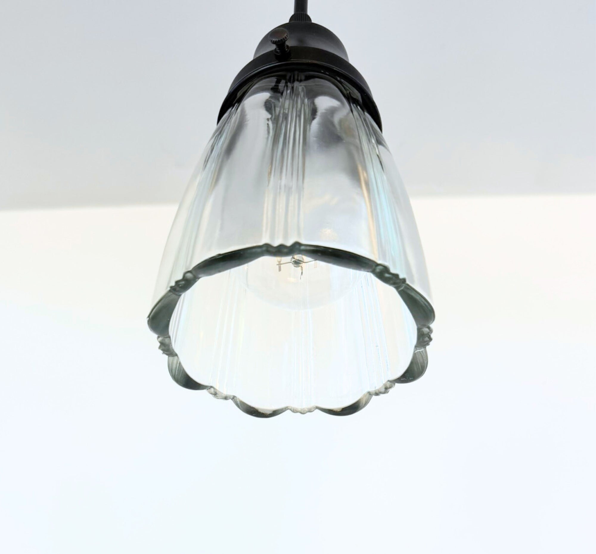 Clear Ribbed Cathedral Scallop Pendant Light