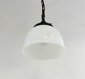 Vintage Milk Glass Schoolhouse Dome Pendant Light
