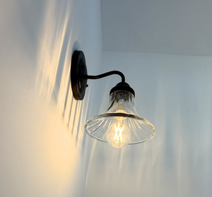 Simple Wide Flare Clear Glass Sconce