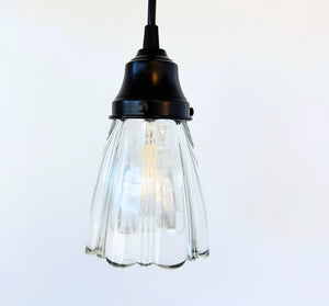 Clear Ribbed Cathedral Scallop Pendant Light