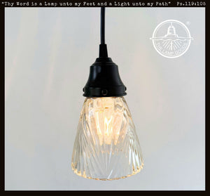Clear Ribbed Drape Curtain Pendant Light