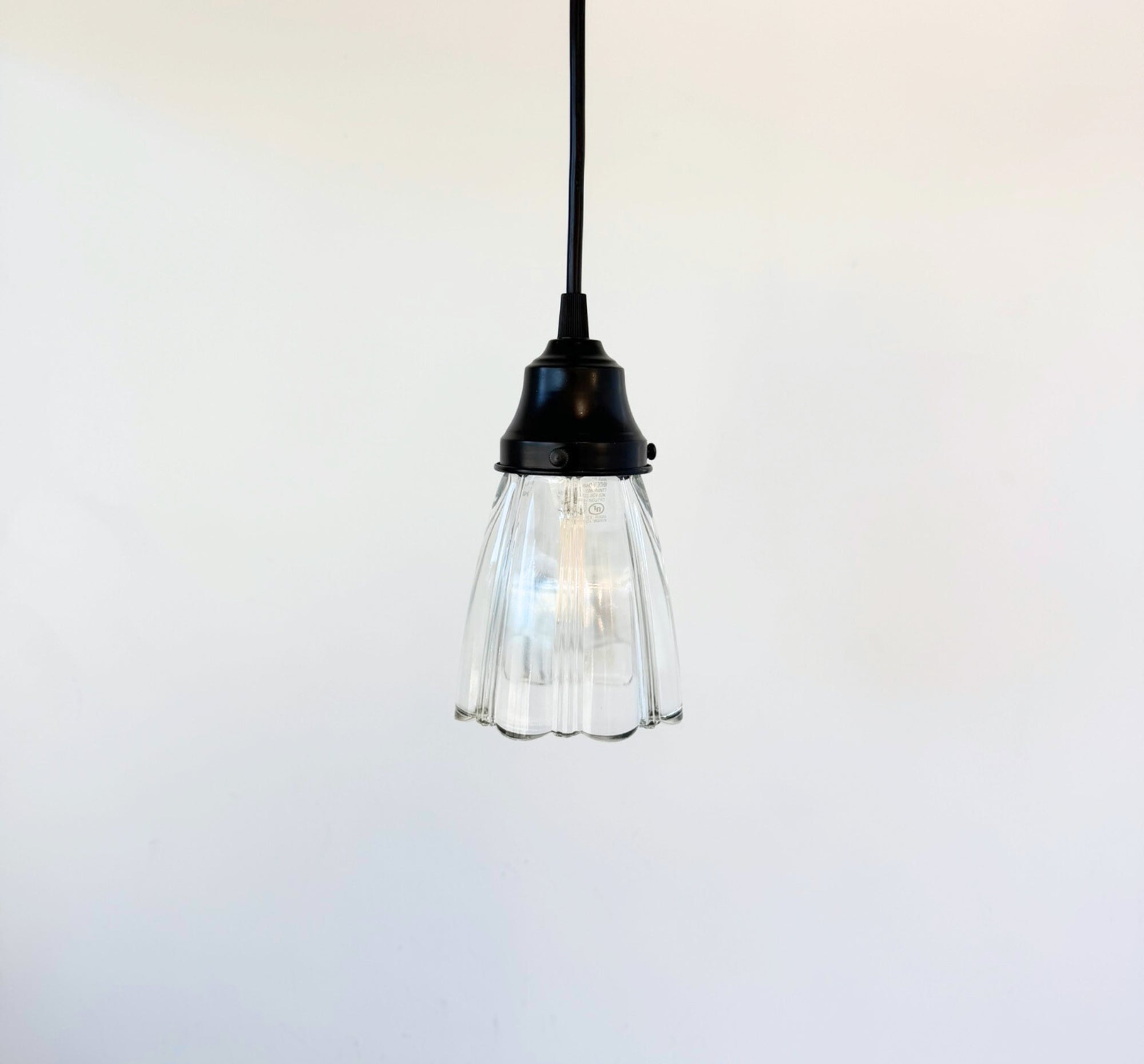 Clear Ribbed Cathedral Scallop Pendant Light