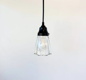 Clear Ribbed Cathedral Scallop Pendant Light