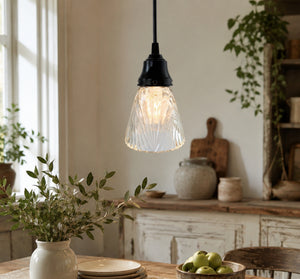 Clear Ribbed Drape Curtain Pendant Light