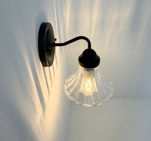 Simple Wide Flare Clear Glass Sconce