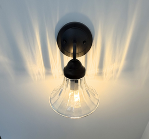 Simple Wide Flare Clear Glass Sconce