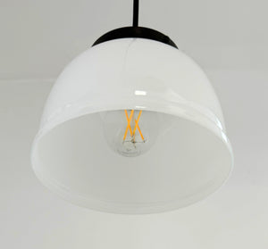 Vintage Milk Glass Schoolhouse Dome Pendant Light