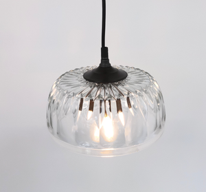 Vintage Simple Clear Glass Diamond Rib Pendant