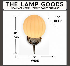 Ribbed Milk Glass Globe and Brass Wall Sconce