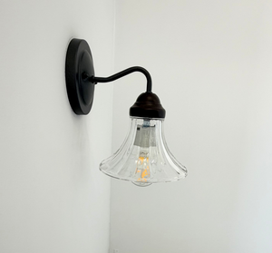 Simple Wide Flare Clear Glass Sconce