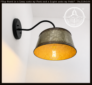 Copper-Edge Bronze Toned Farm Drum Wall Sconce