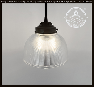 Vintage Thin Holophane Pendant Light