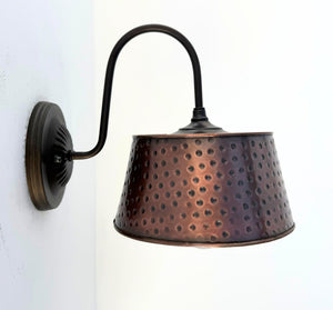 Gooseneck Rustic Hammered Copper Wall Sconce - The Lamp Goods