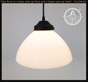 Vintage Wicker Milk Glass Pendant