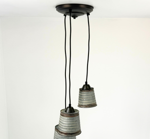 Corrugated Barn Metal Galvanized Rustic Trio Pendant