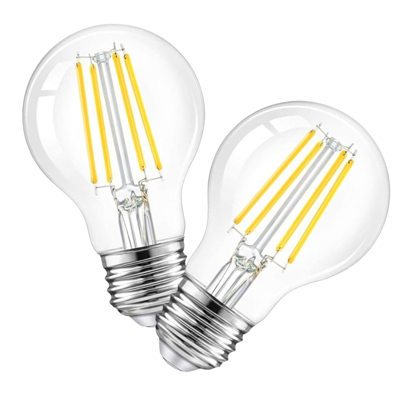 2 Pack - Dimmable LED Clear 60W Eq. A19 - The Lamp Goods