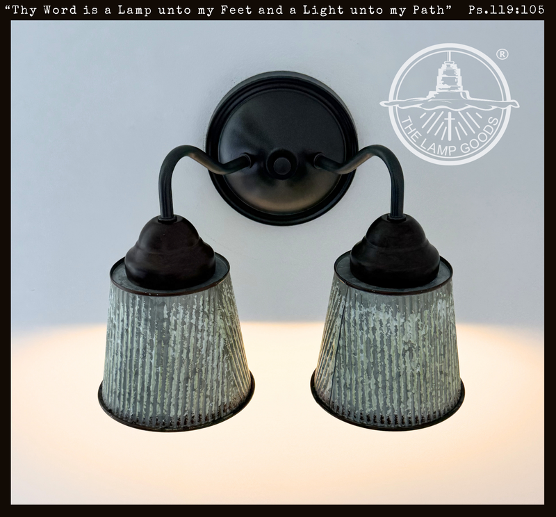 Farmhouse Lime Washed Bucket Double Sconce