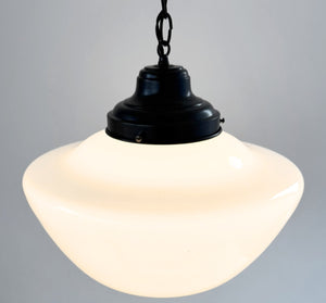 Heritage Milk Glass Schoolhouse Pendant Single 12"