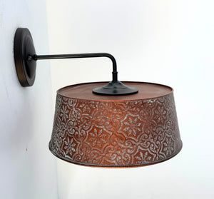 Ornate Copper Custom 90 Degree Arm Wall Sconce - The Lamp Goods