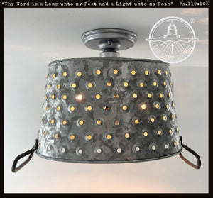 OVAL Pierced Wash Tub Ceiling Light Fixture