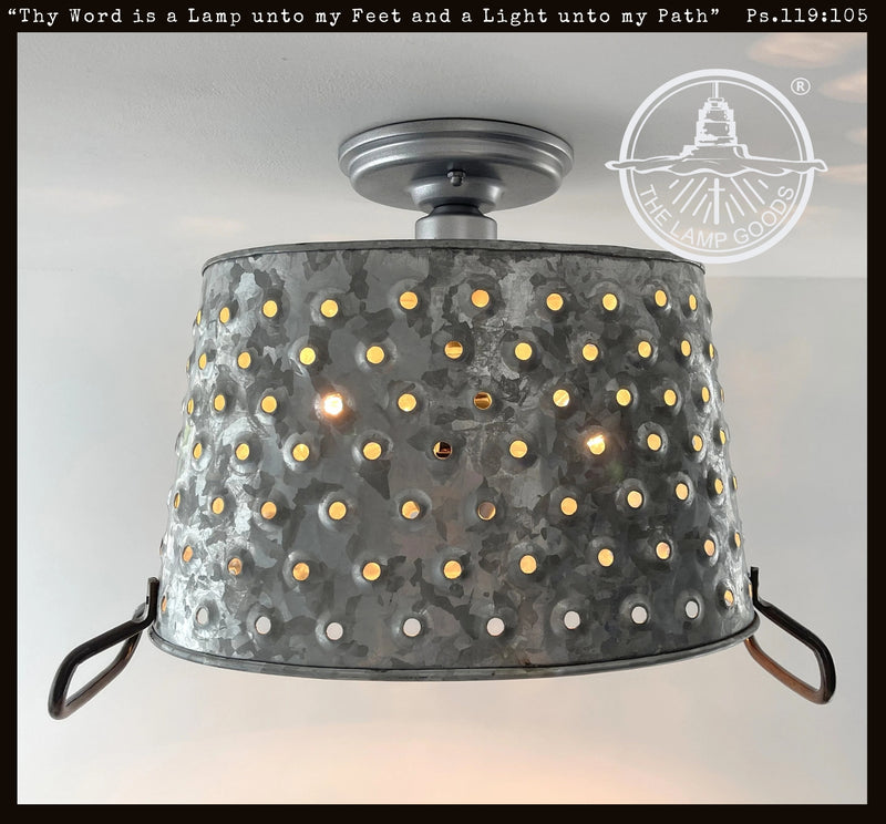 OVAL Pierced Wash Tub Ceiling Light Fixture