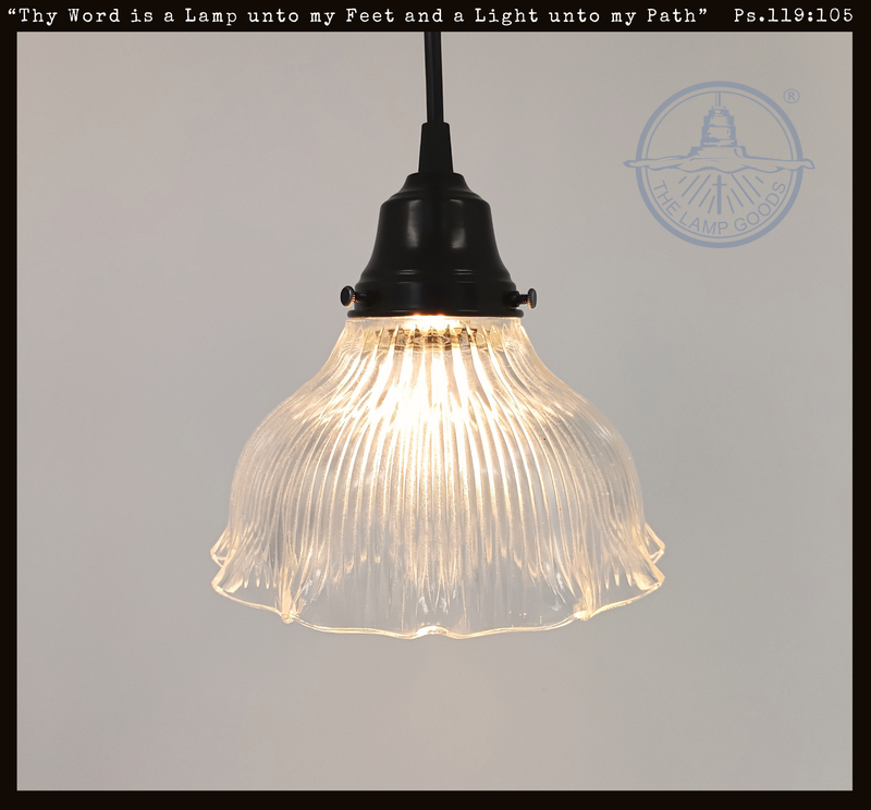 Rare Vintage Holophane Ruffle Dome Pendant