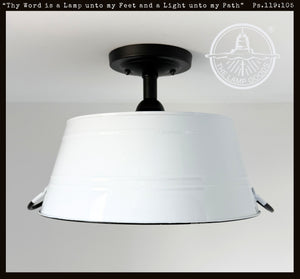White Enamel Country Barn Ceiling Light